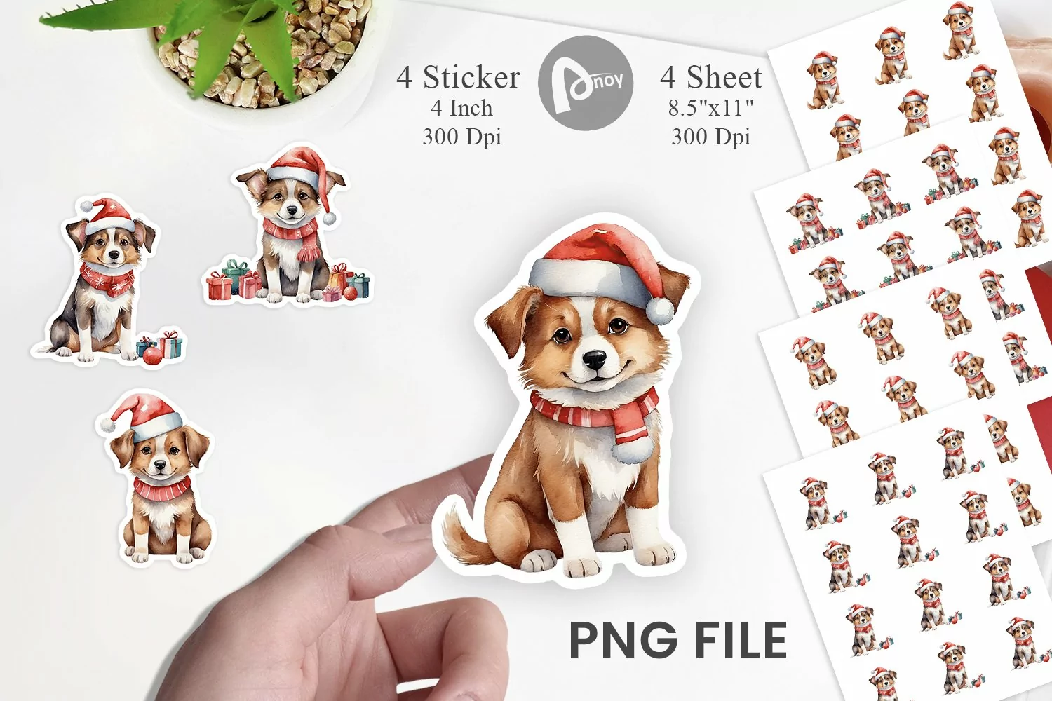 Sticker Watercolor Christmas Dog product image 1