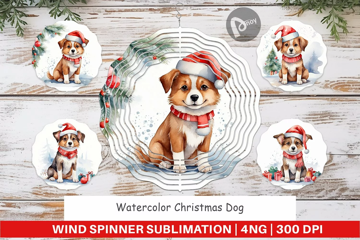 Wind Spinner Watercolor Christmas Dog product image 1