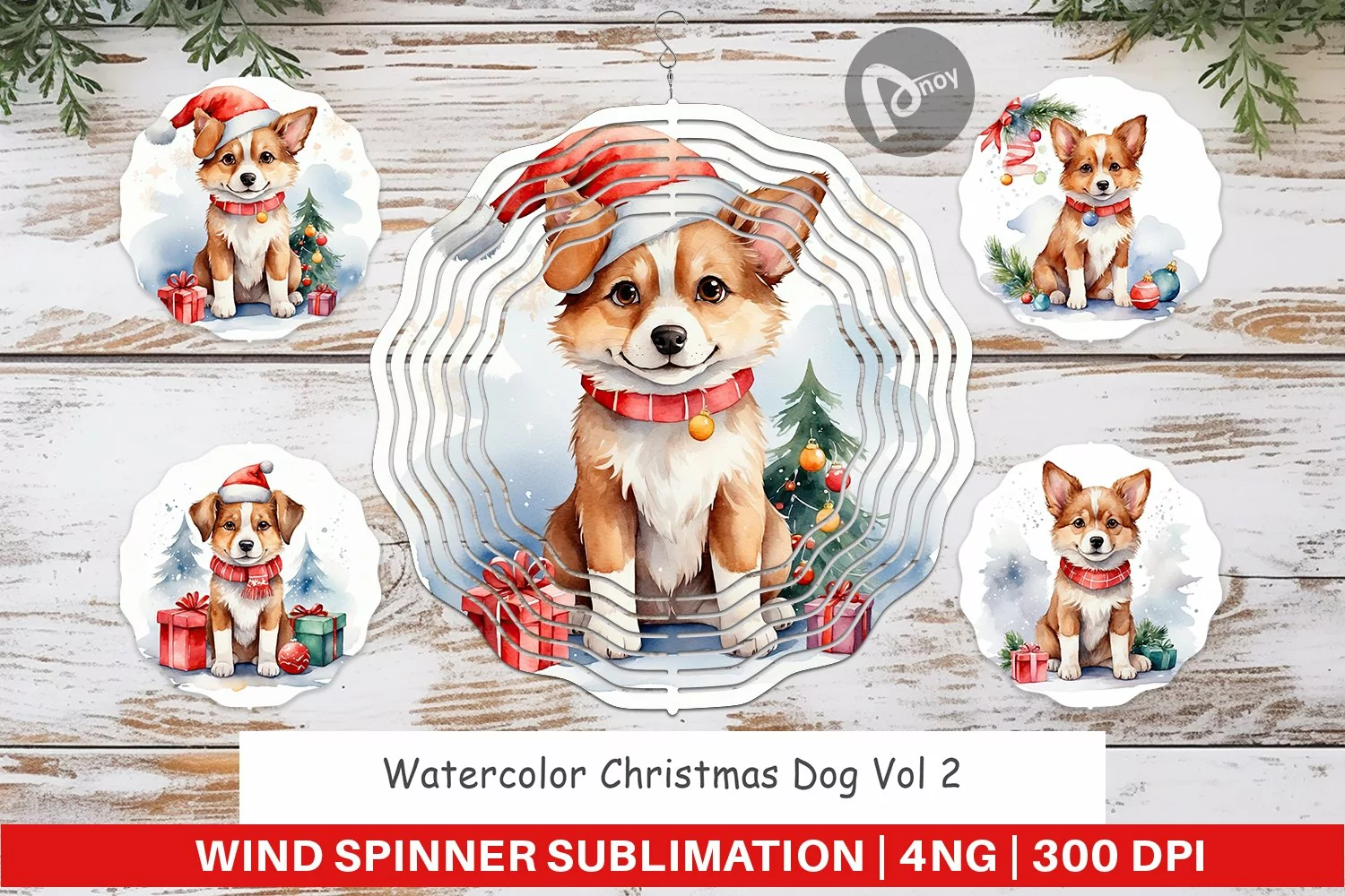 Wind Spinner Watercolor Christmas Dog product image 1