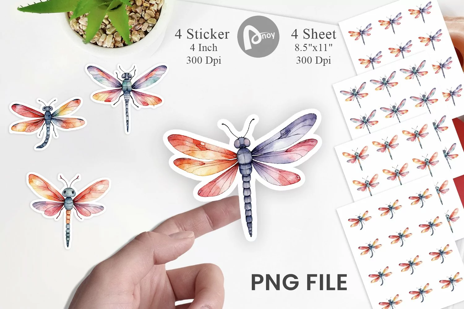 Sticker Watercolor Christmas Dragonfly product image 1