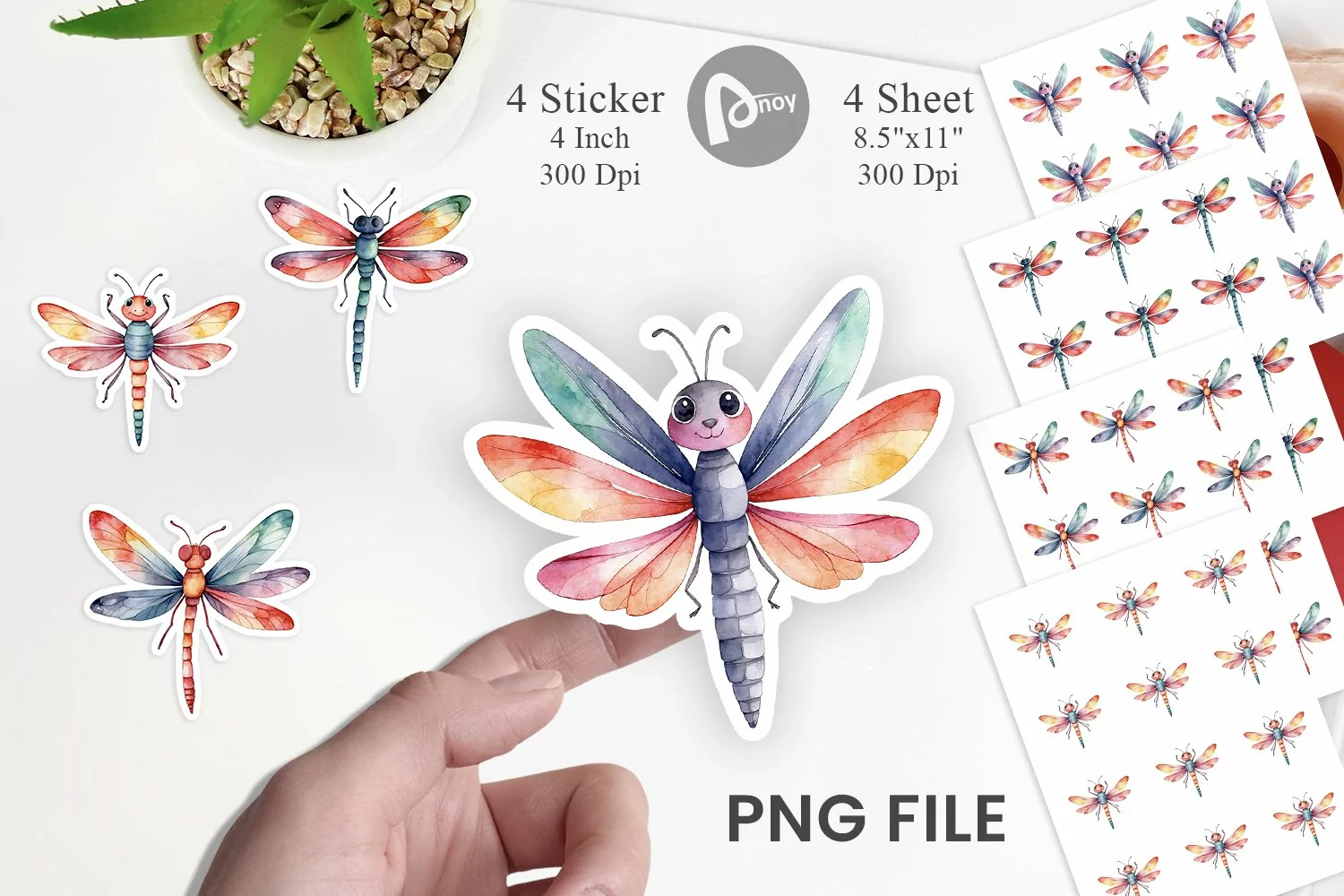 Sticker Watercolor Christmas Dragonfly product image 1