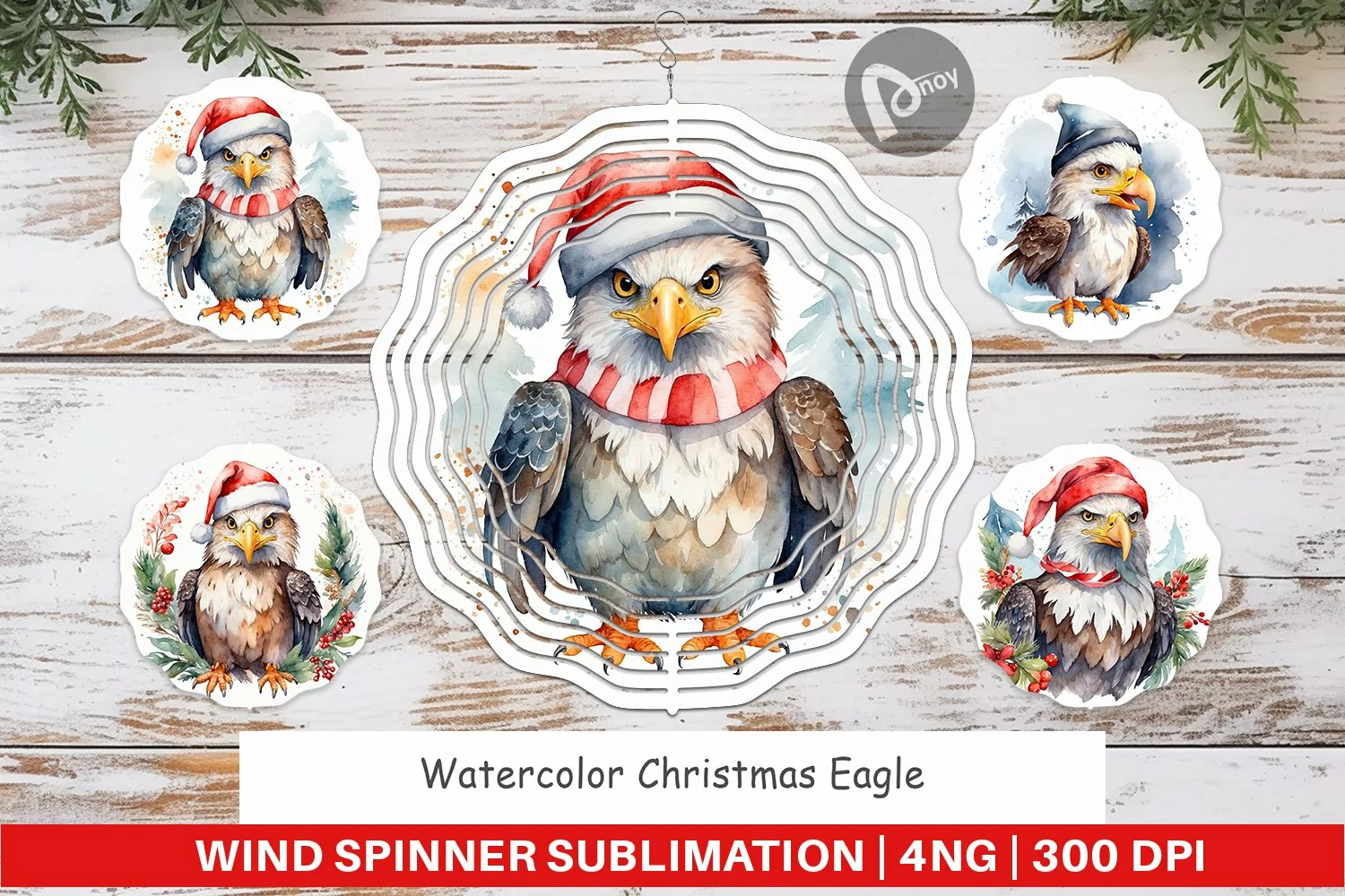 Wind Spinner Watercolor Christmas Eagle product image 1
