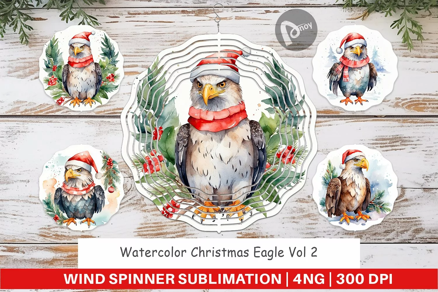 Wind Spinner Watercolor Christmas Eagle product image 1