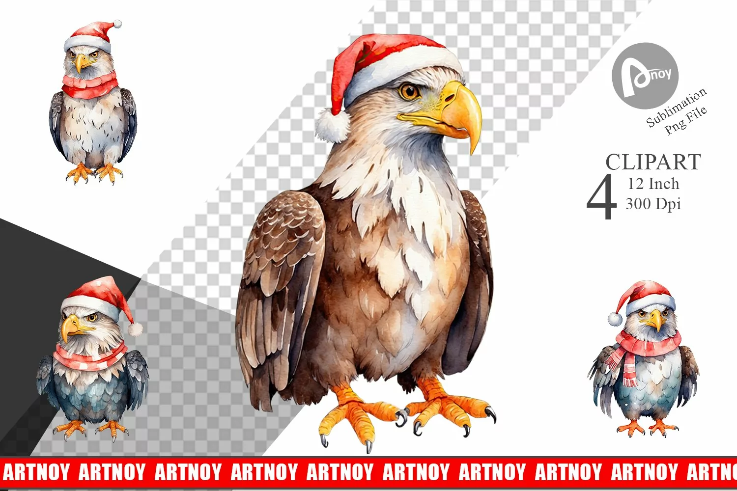 Clipart Watercolor Christmas Eagle product image 1