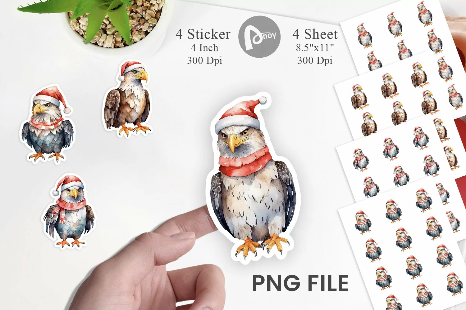 Sticker Watercolor Christmas Eagle product image 1