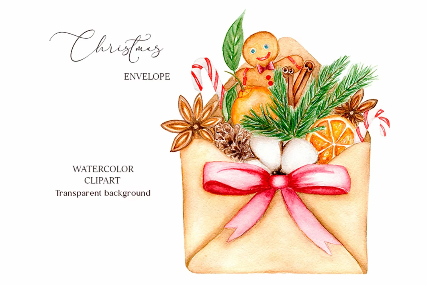 Watercolor Christmas Envelope Illustration product image 1