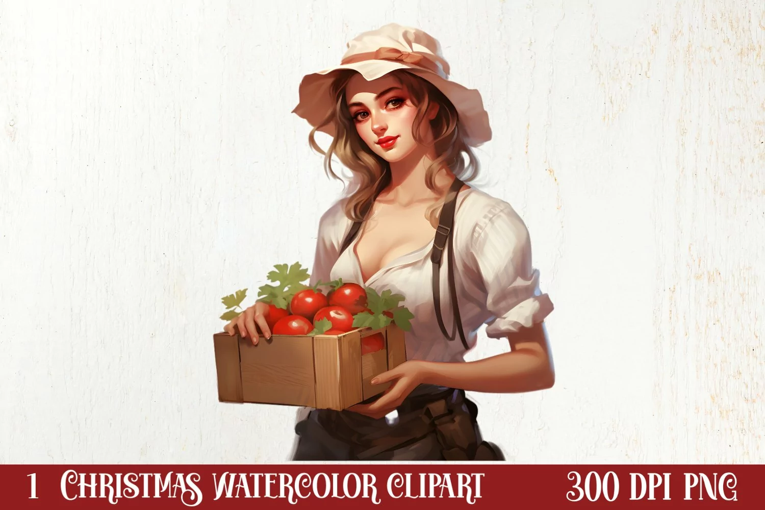 Watercolor Christmas Farm Clipart product image 1