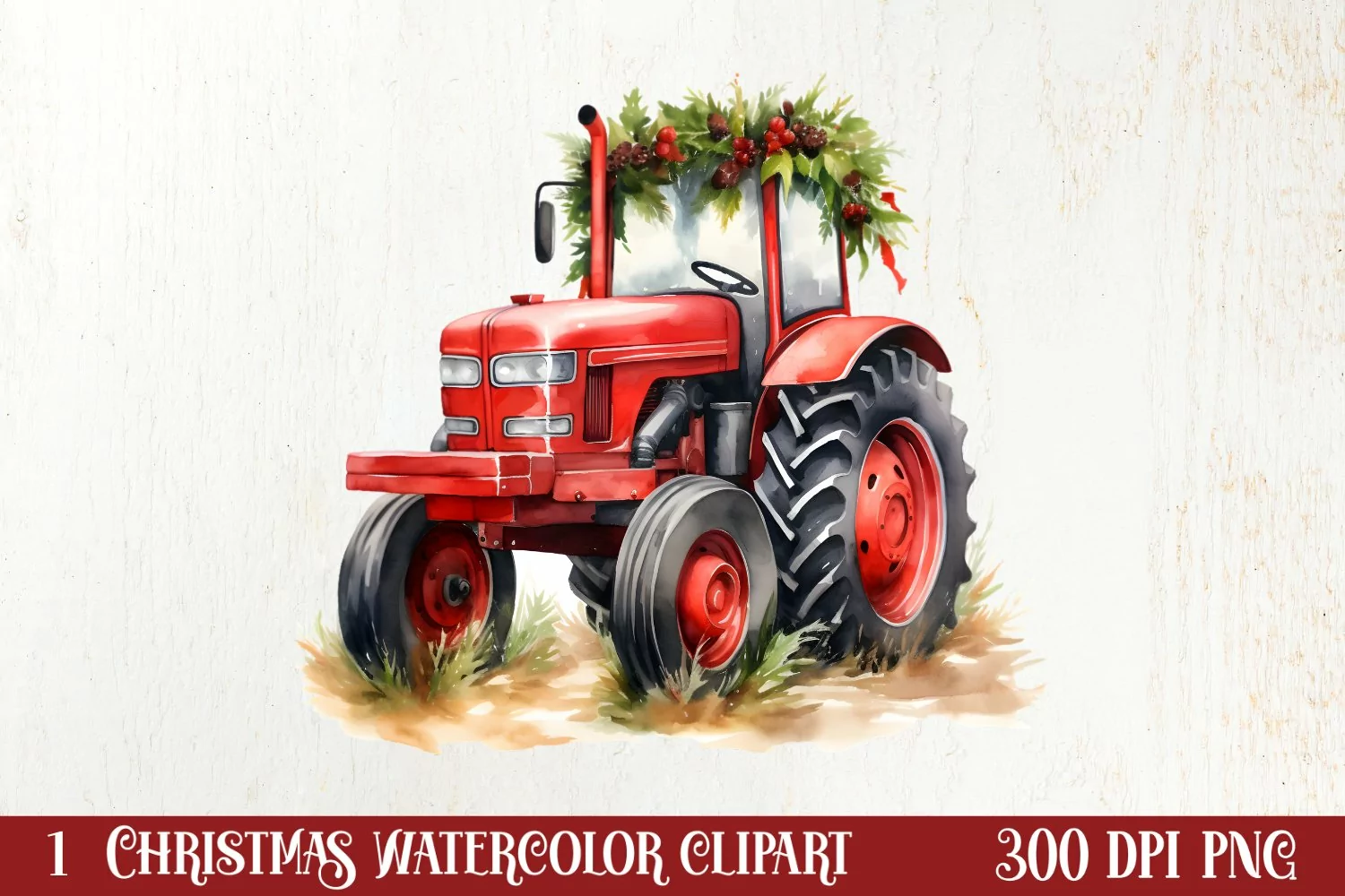 Watercolor Christmas Farm Clipart product image 1