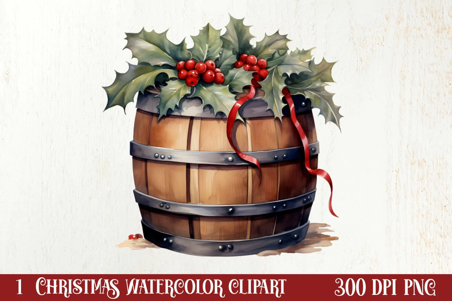 Watercolor Christmas Farm Clipart product image 1