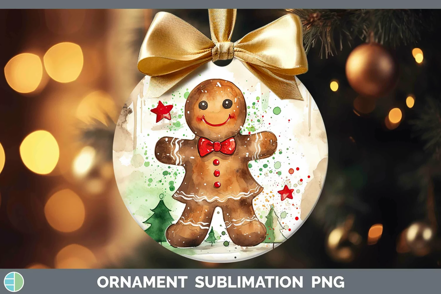 GorgeousWatercolor Christmas Ornament design.