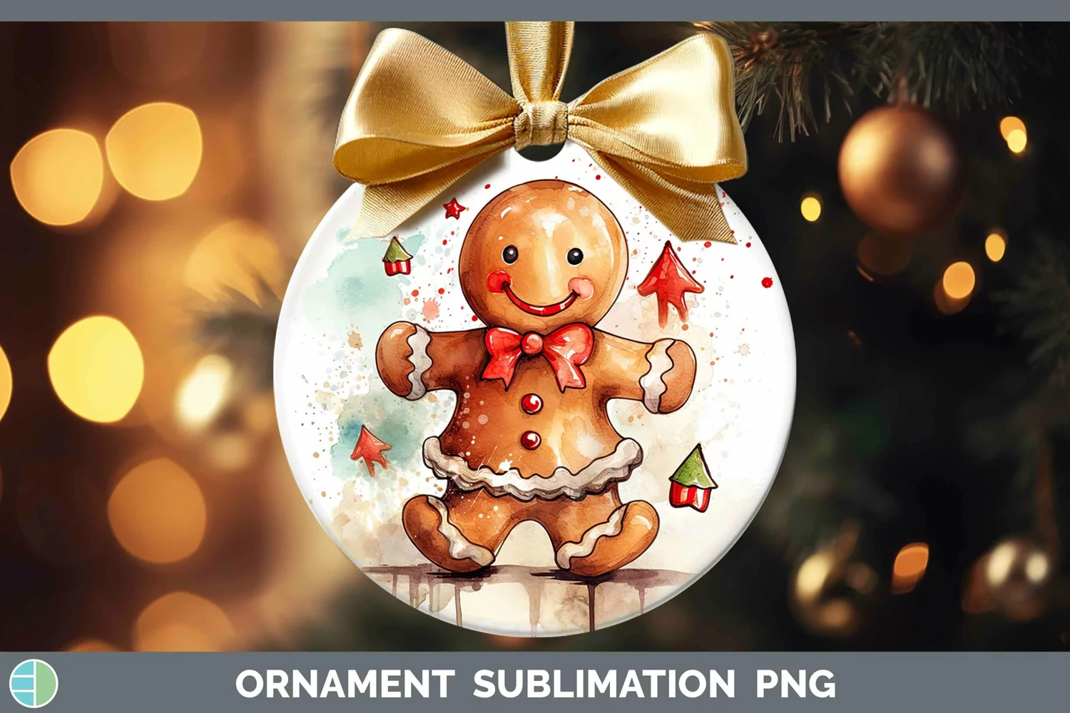 GorgeousWatercolor Christmas Ornament design.