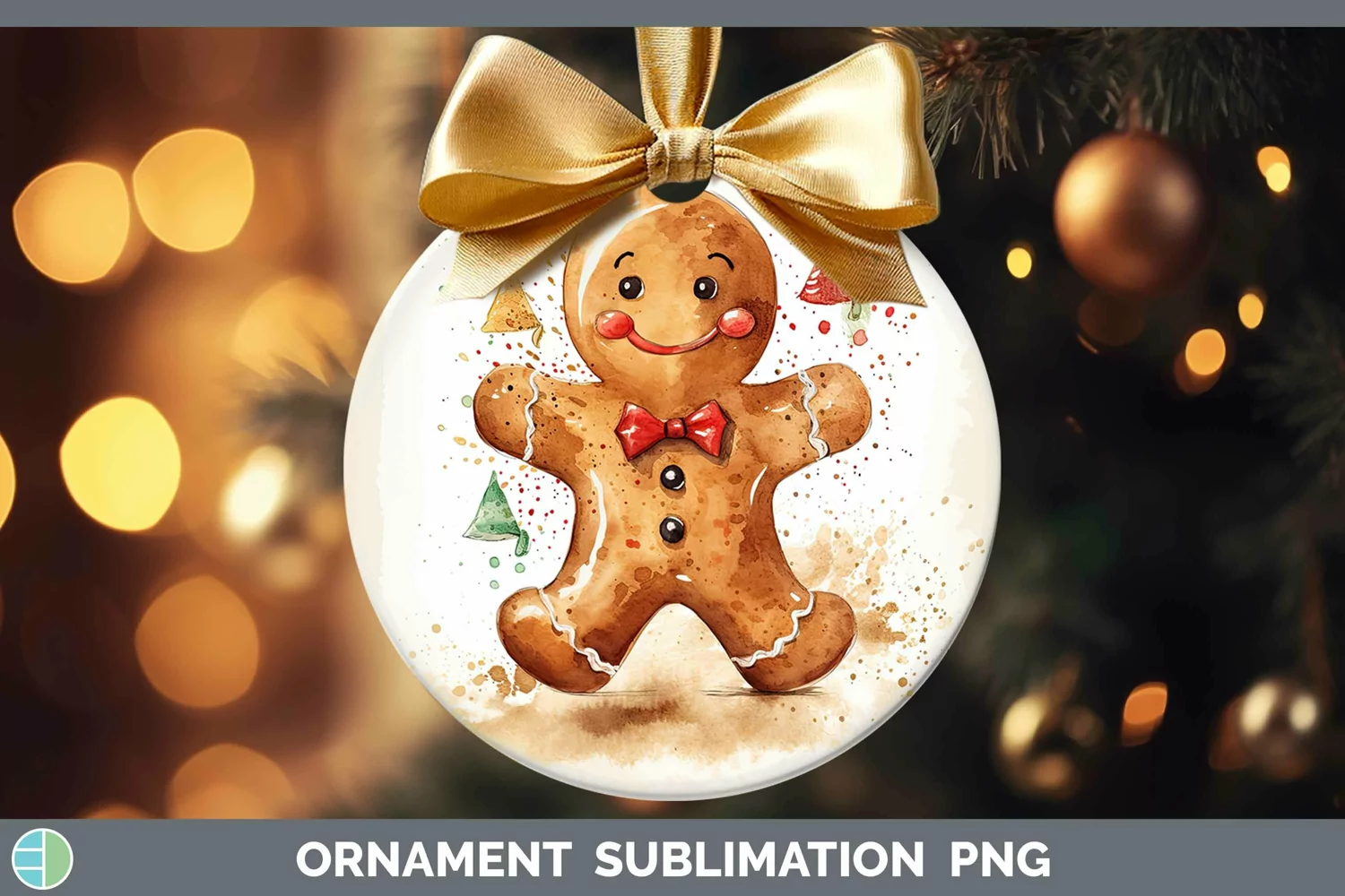 GorgeousWatercolor Christmas Ornament design.
