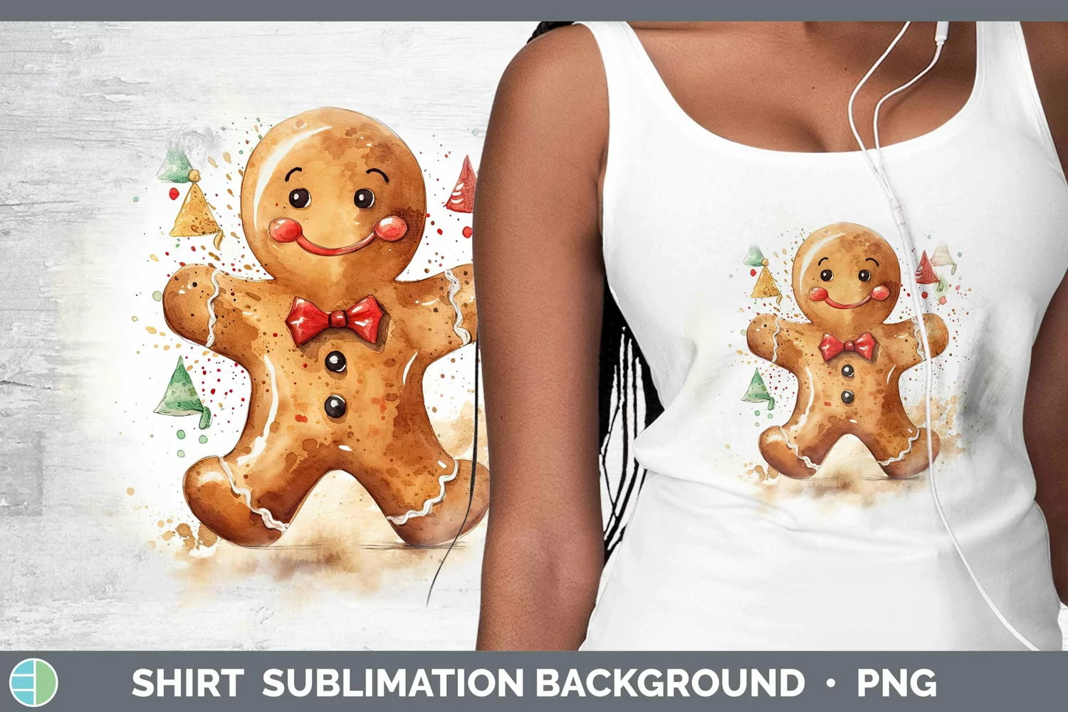 GorgeousWatercolor Christmas Shirt design.
