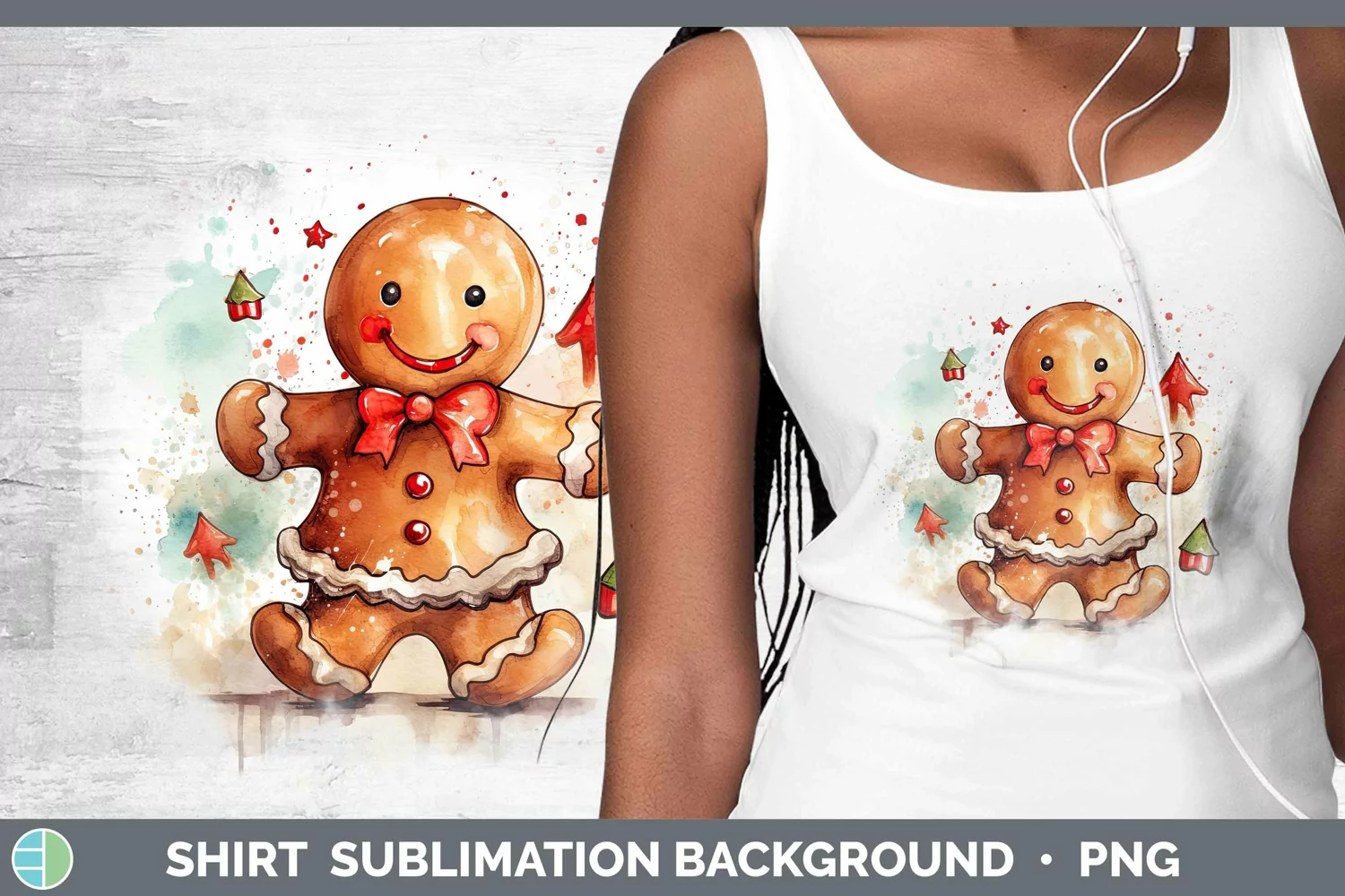 GorgeousWatercolor Christmas Shirt design.