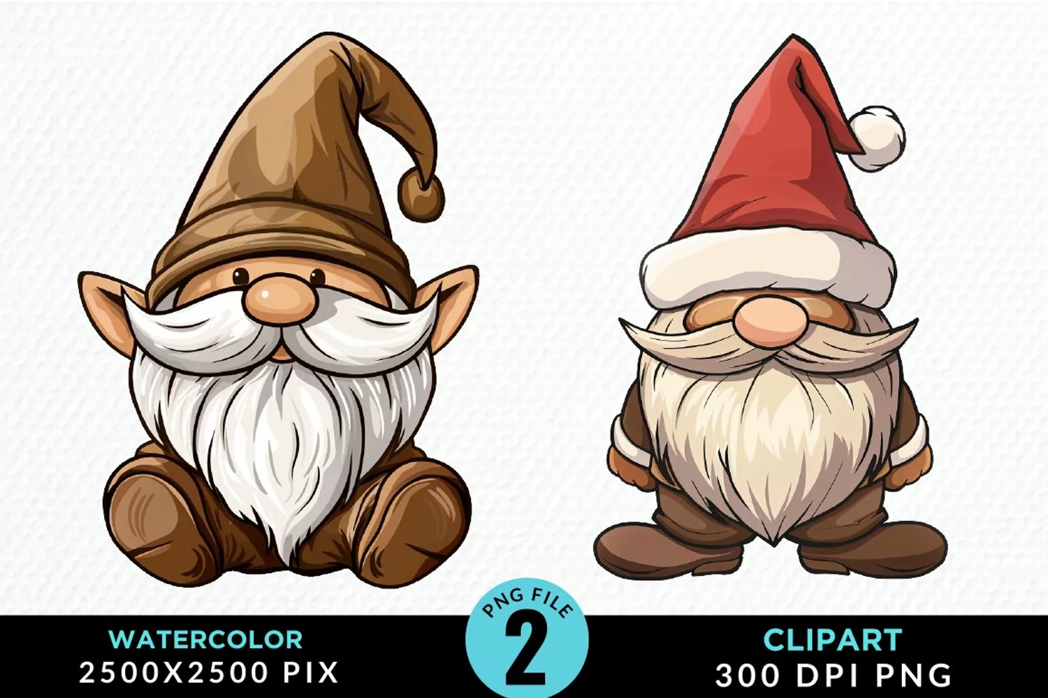 Watercolor Christmas Gnomes Clipart product image 1