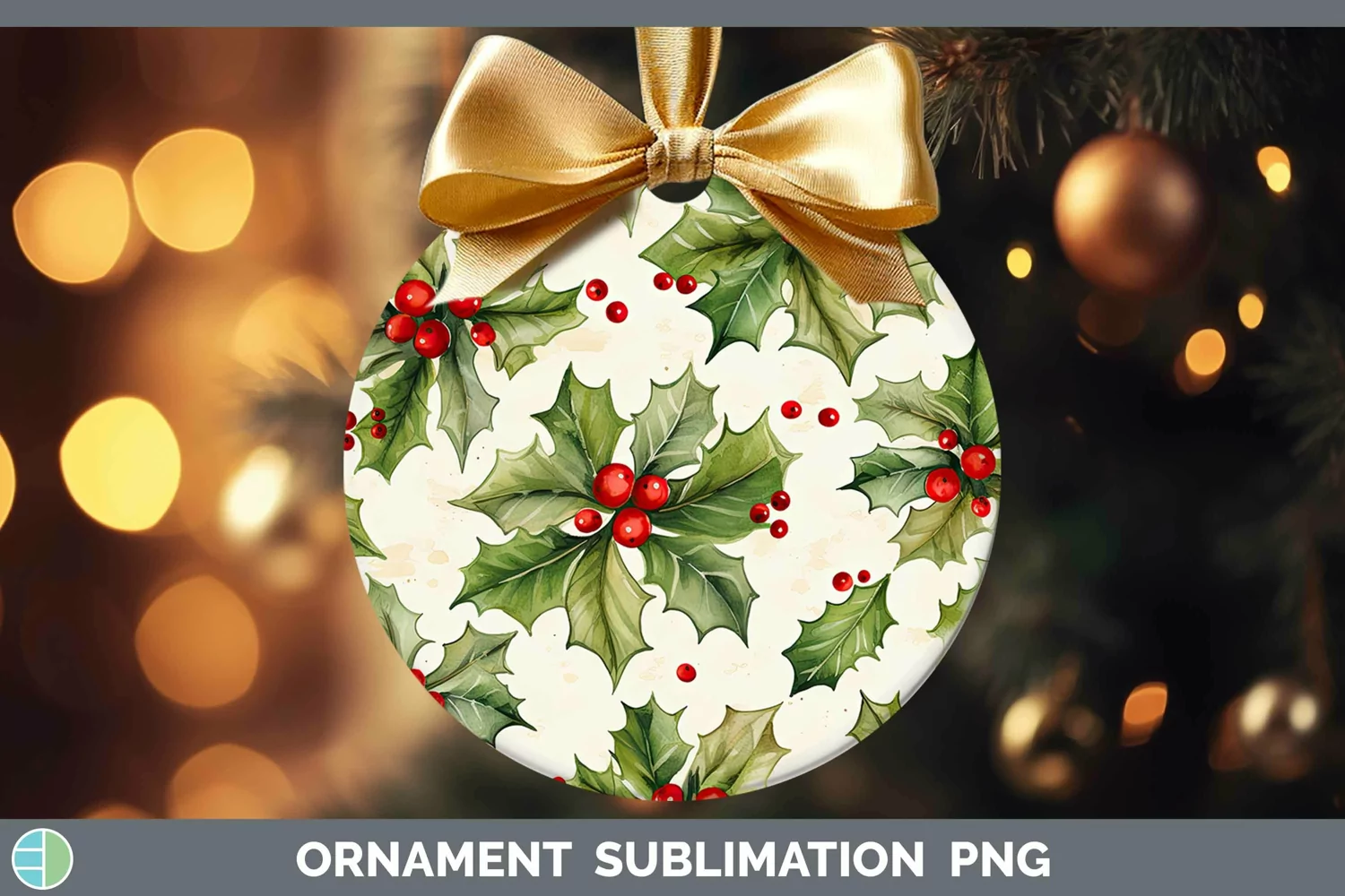 GorgeousWatercolor Christmas Ornament design.