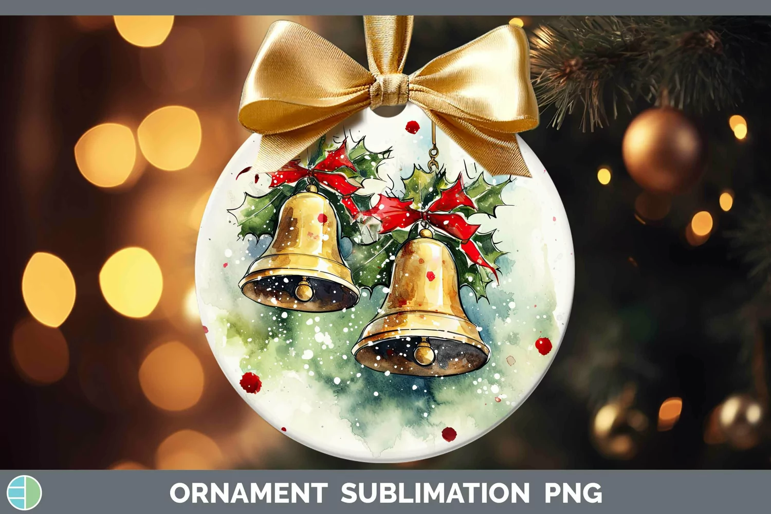 GorgeousWatercolor Christmas Ornament design.