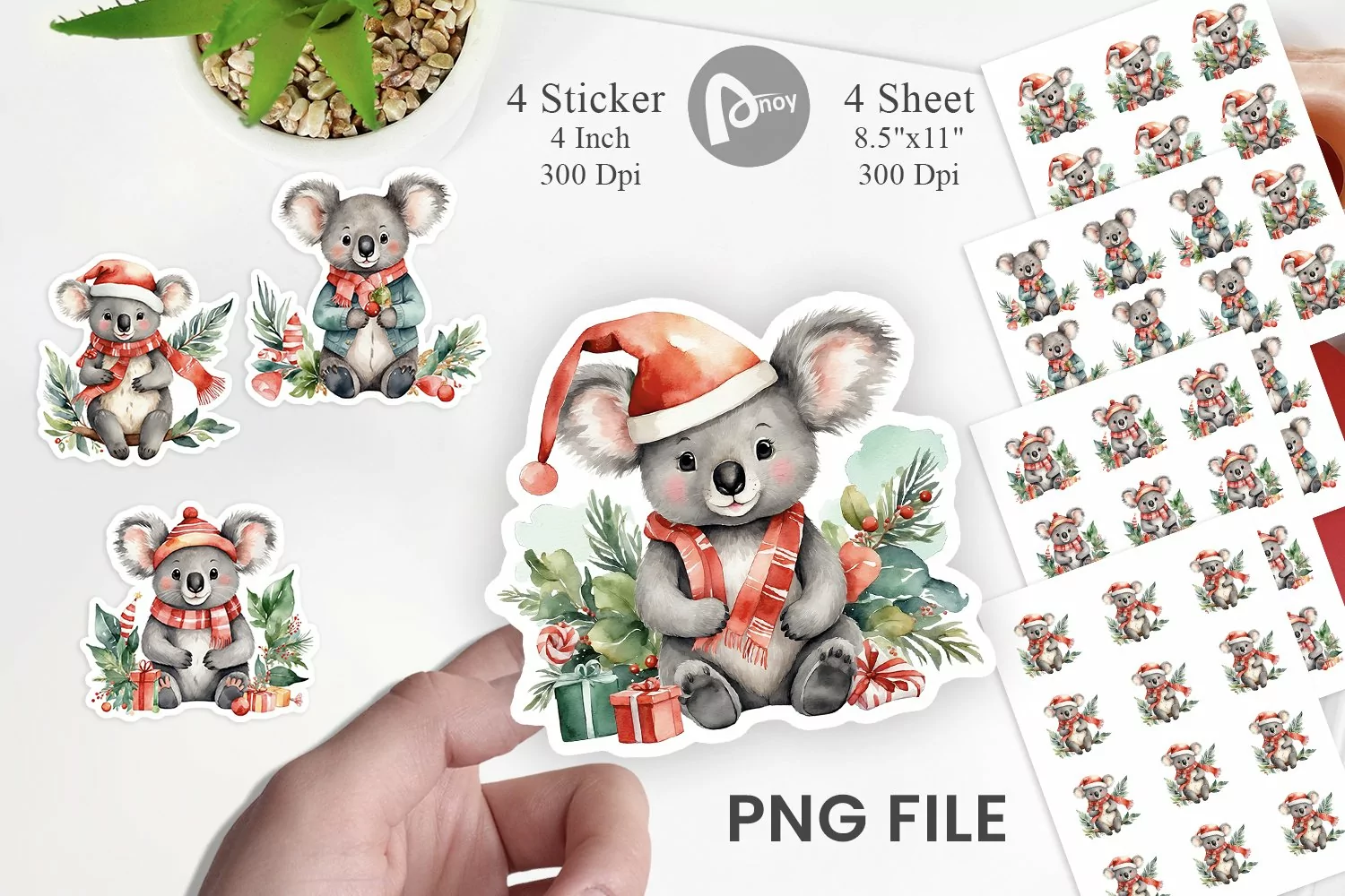 Sticker Watercolor Christmas Koala product image 1