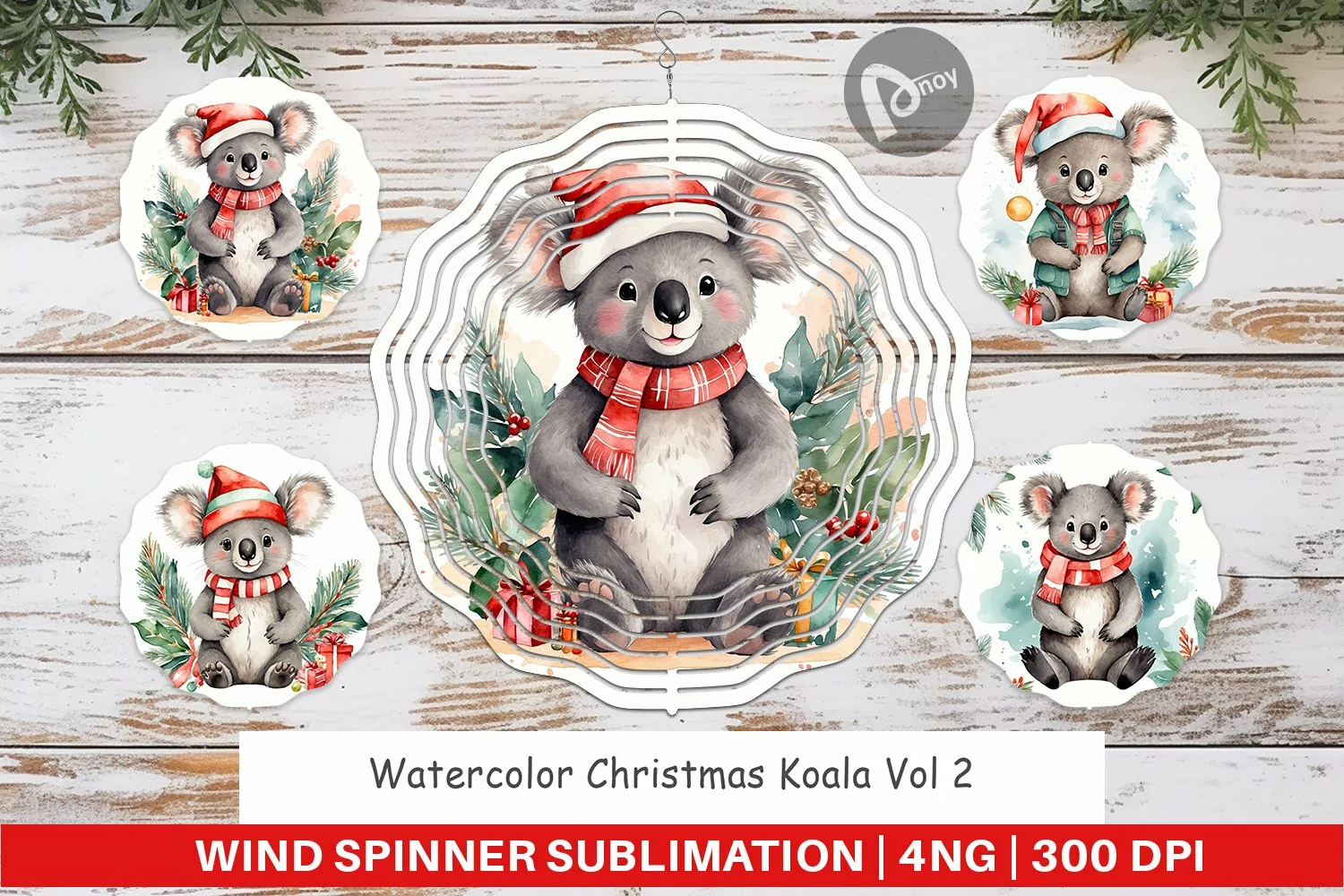 Wind Spinner Watercolor Christmas Koala product image 1