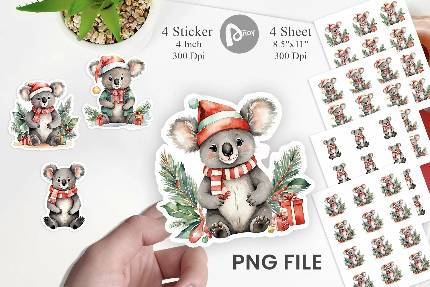 Sticker Watercolor Christmas Koala product image 1