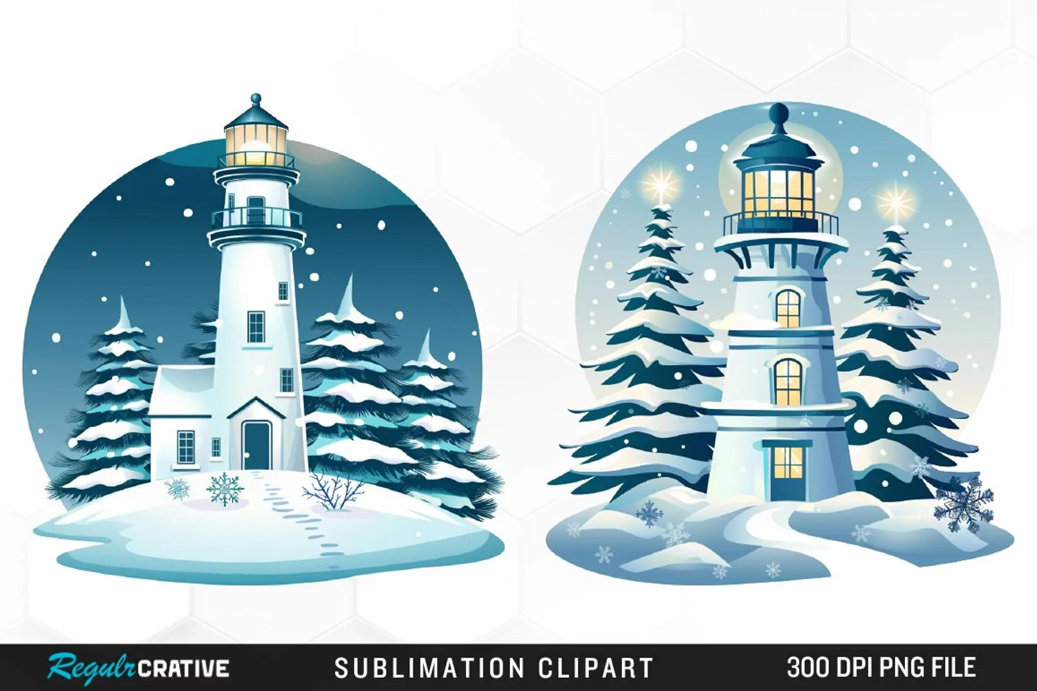 Watercolor Christmas Lighthouse Clipart product image 1
