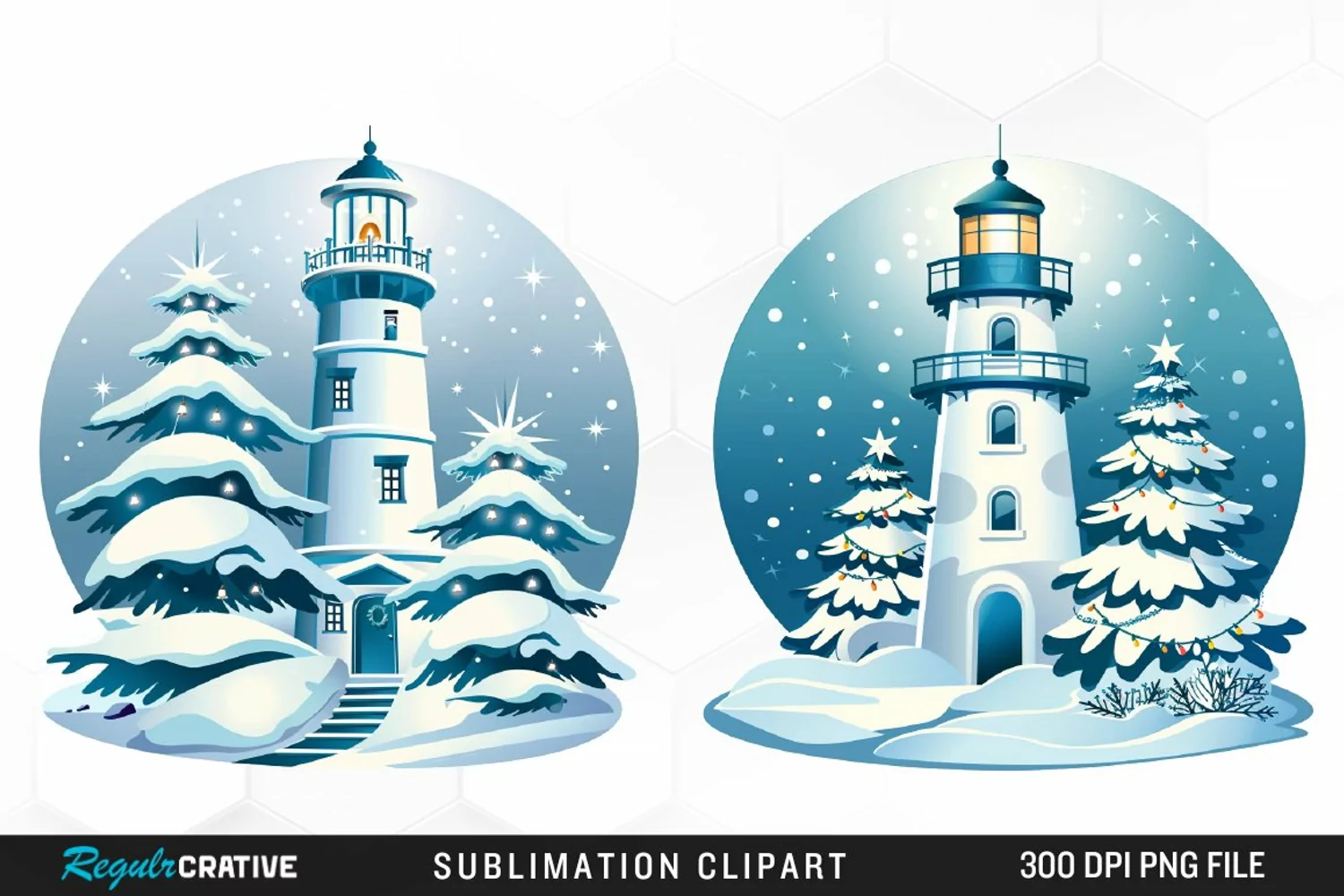 Watercolor Christmas Lighthouse Clipart product image 1