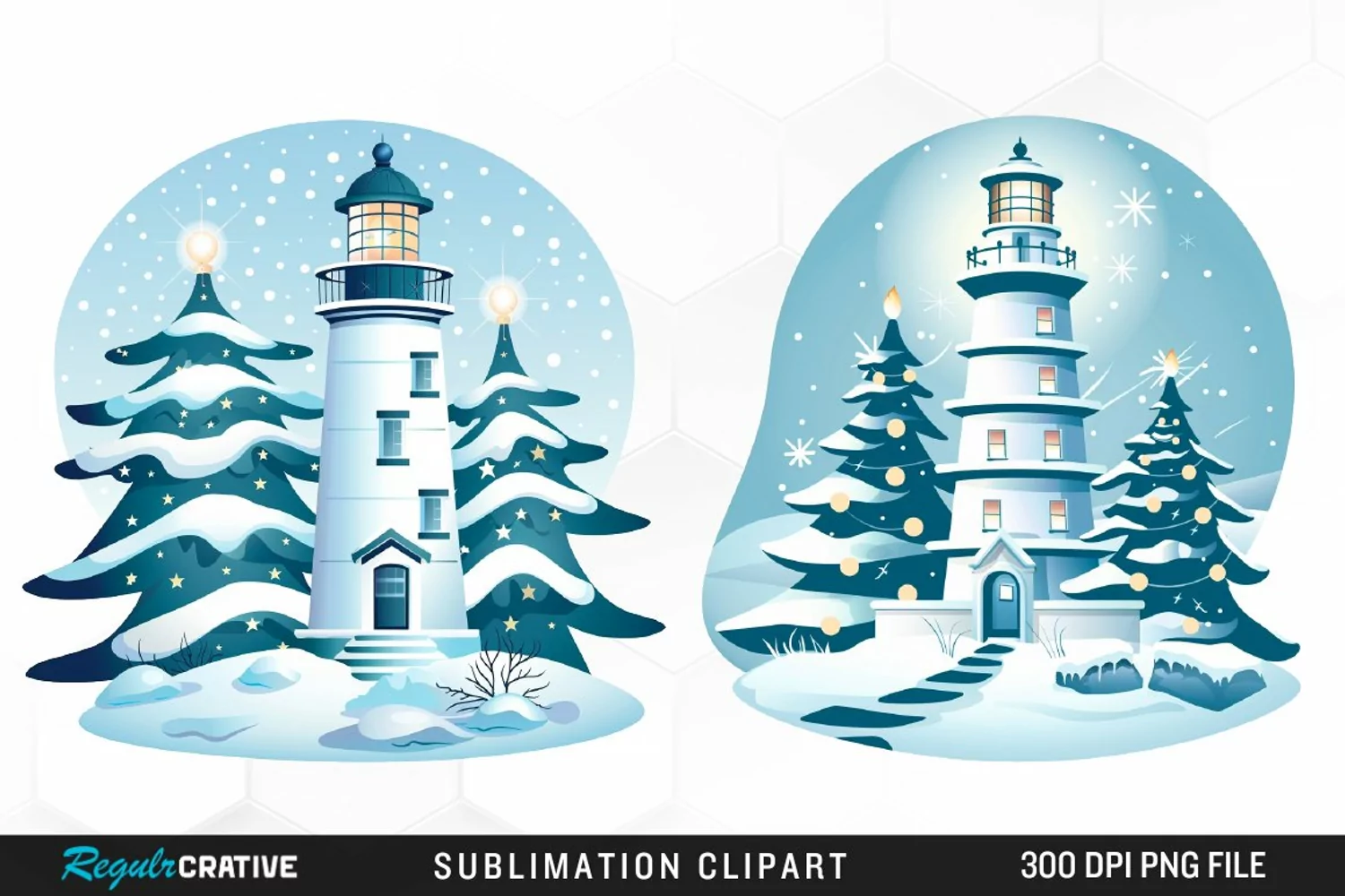 Watercolor Christmas Lighthouse Clipart product image 1