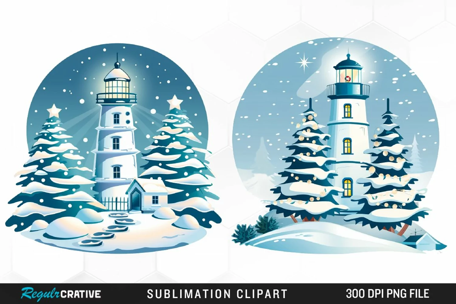 Watercolor Christmas Lighthouse Clipart product image 1