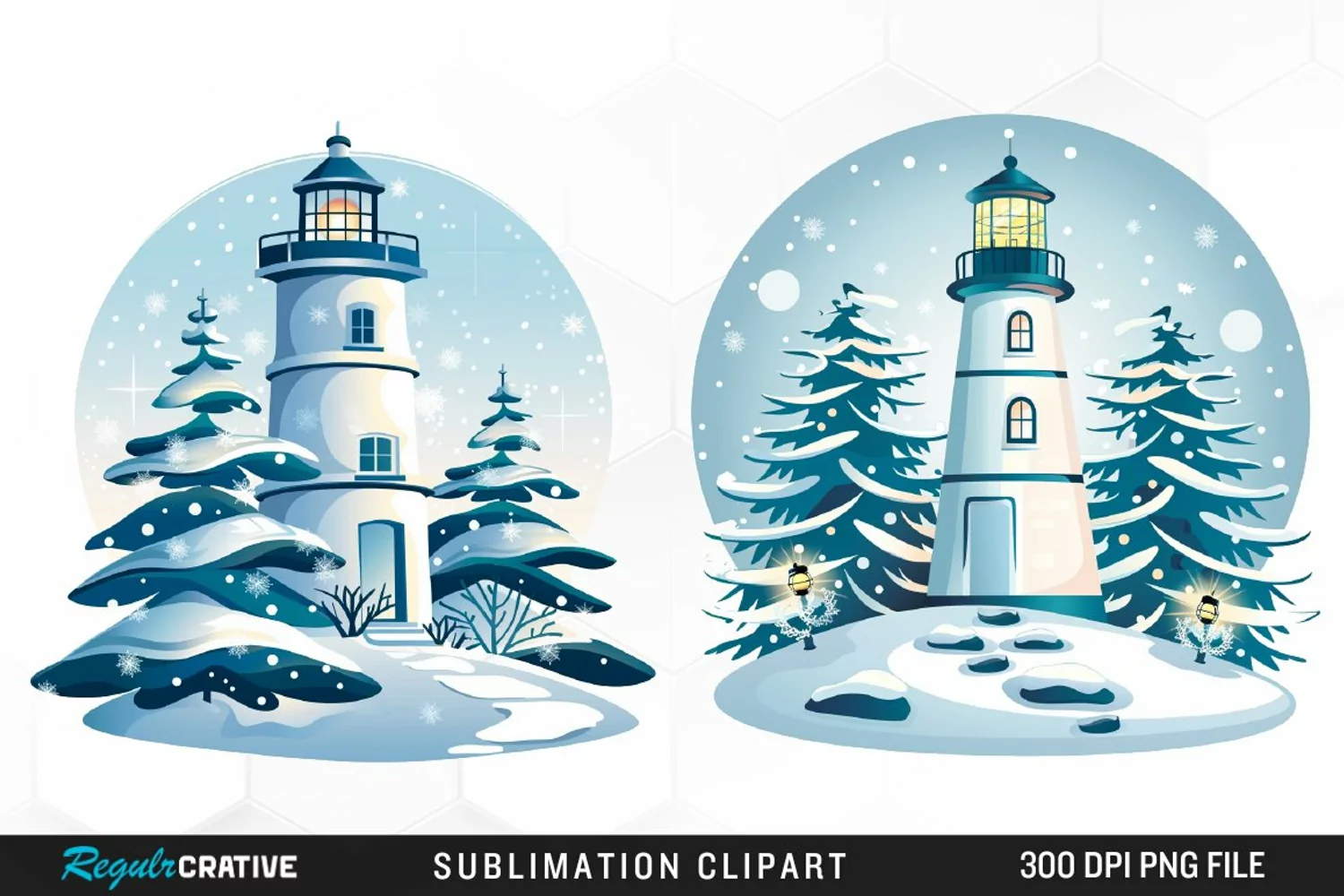 Watercolor Christmas Lighthouse Clipart product image 1
