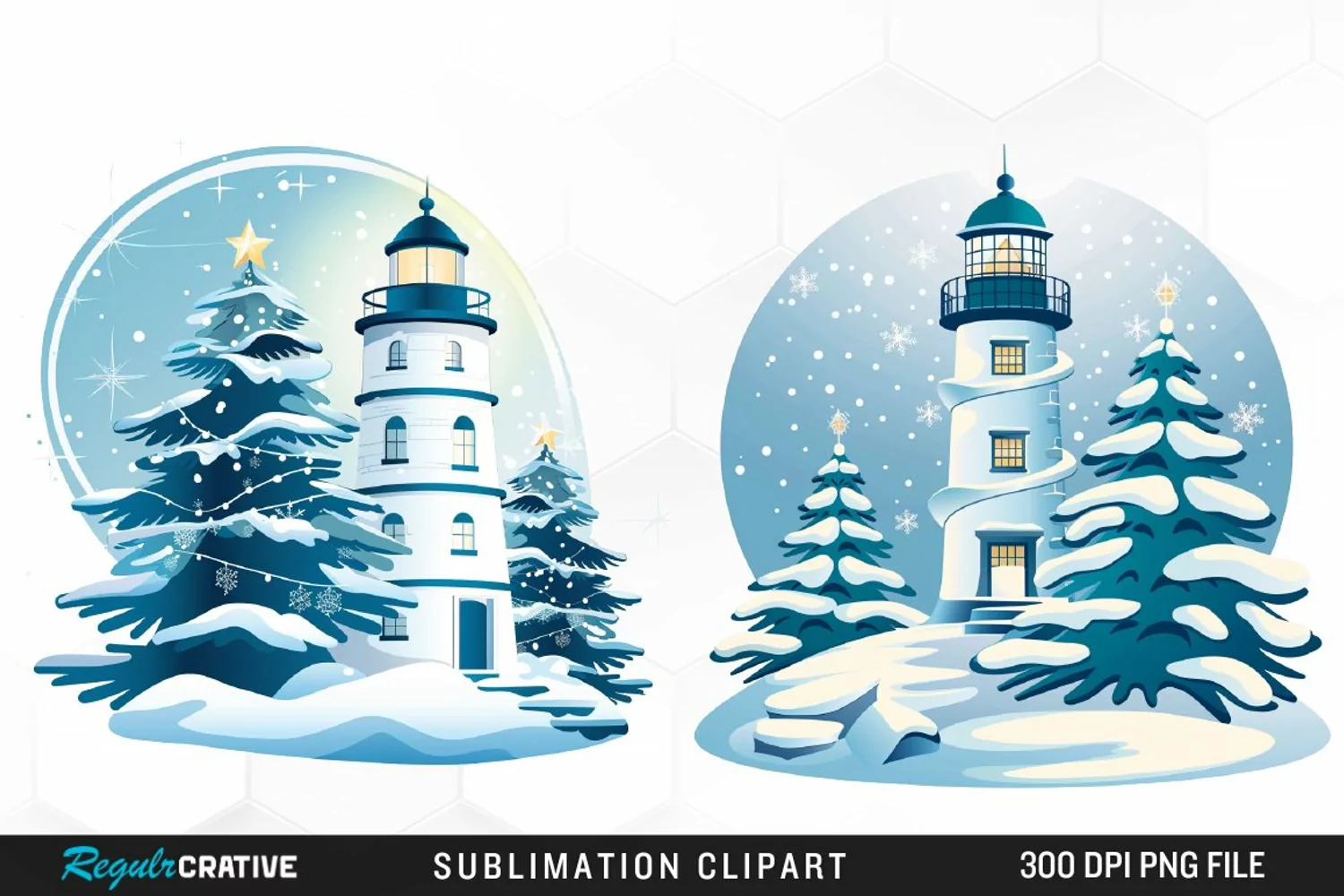 Watercolor Christmas Lighthouse Artwork Clipart product image 1