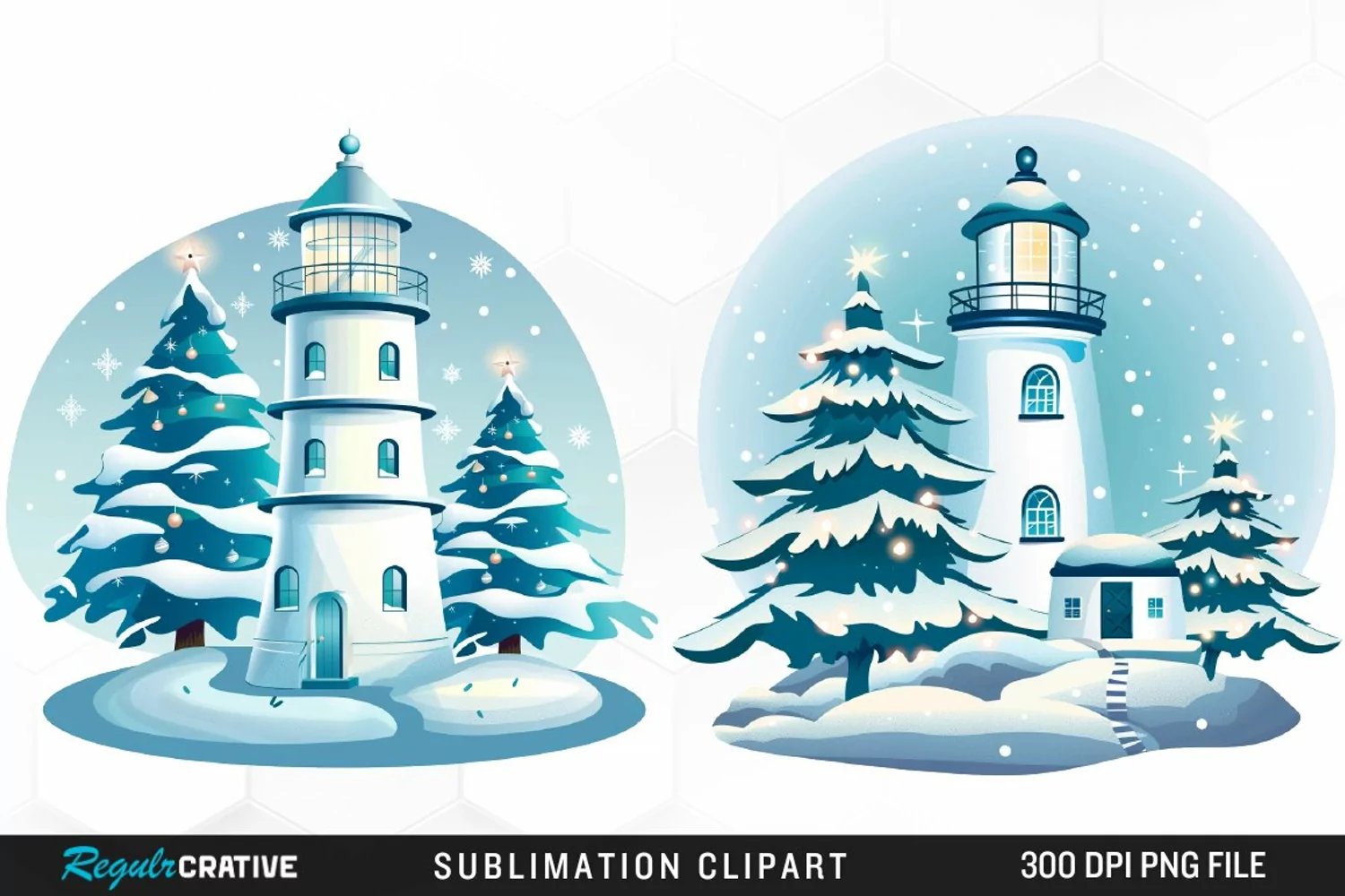 Watercolor Christmas Lighthouse Artwork Clipart product image 1