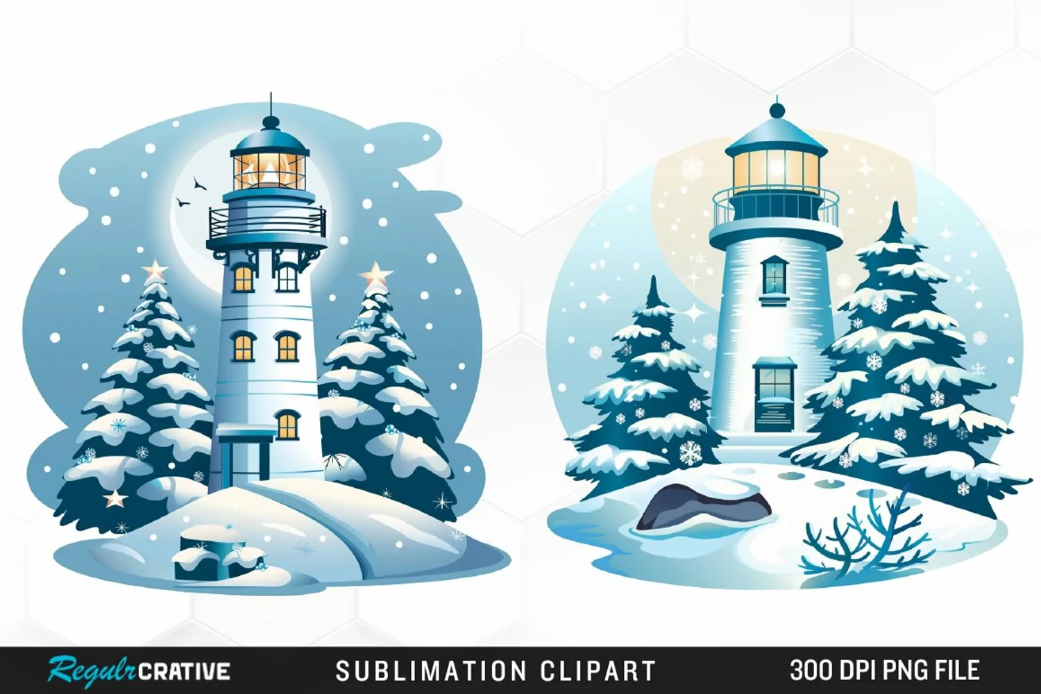 Watercolor Christmas Lighthouse Artwork Clipart product image 1
