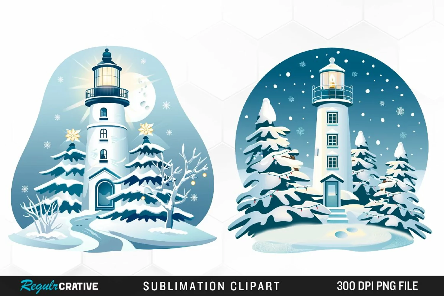 Watercolor Christmas Lighthouse Artwork Clipart product image 1