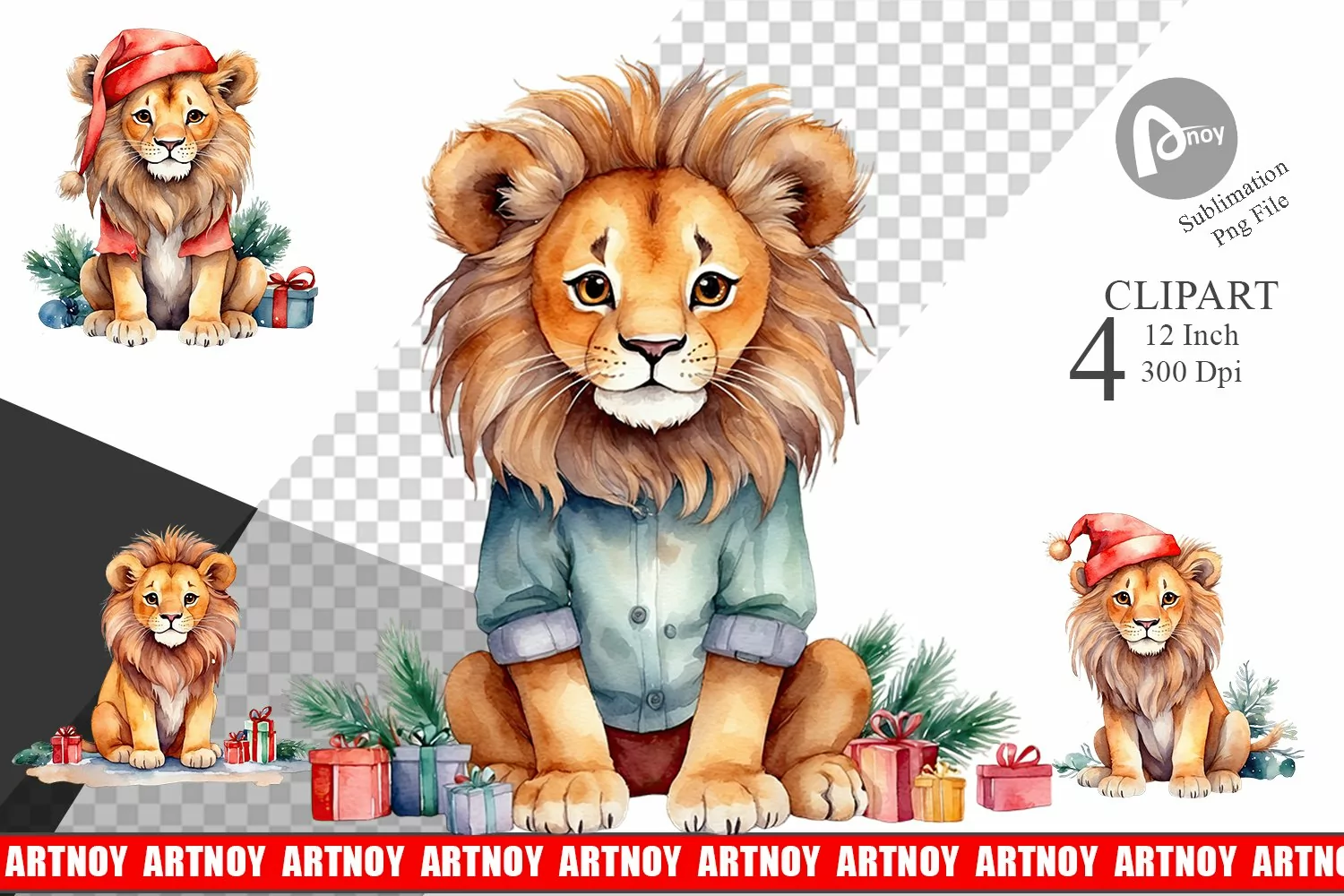 Clipart Watercolor Christmas Lion product image 1