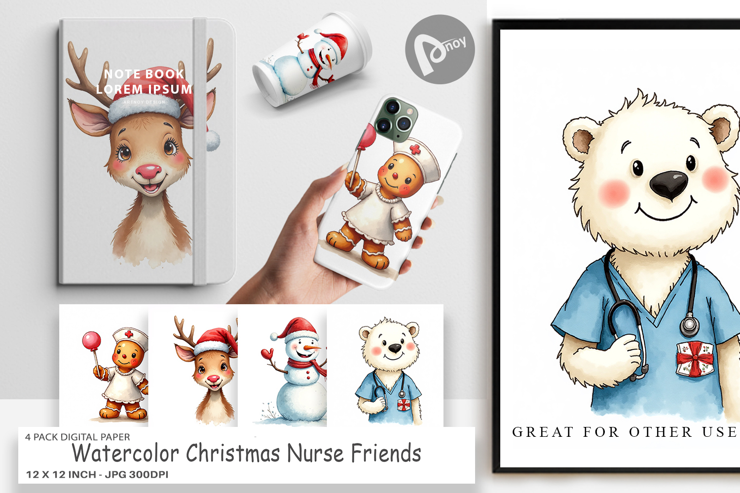 Christmas Nurse Digital Paper product image 1