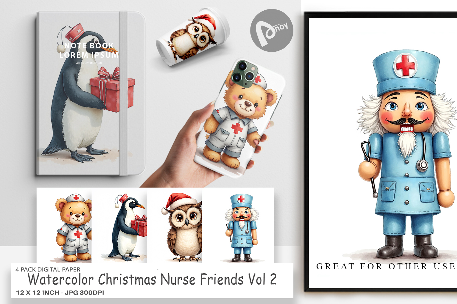 Christmas Nurse Digital Paper product image 1