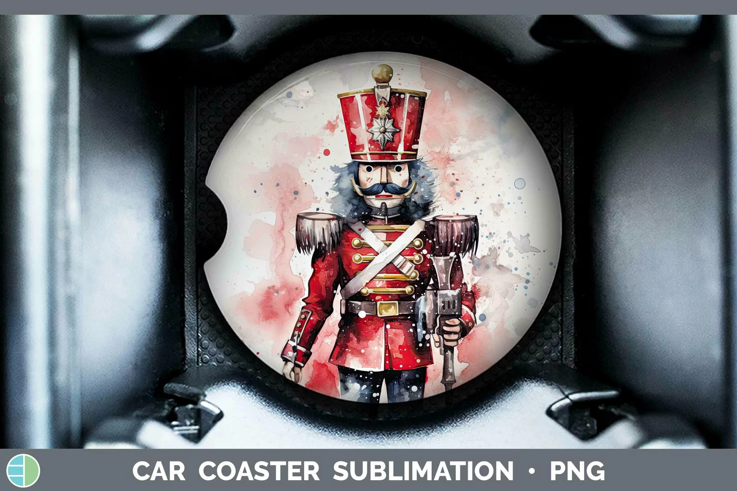 GorgeousWatercolor Christmas Car Coaster design.