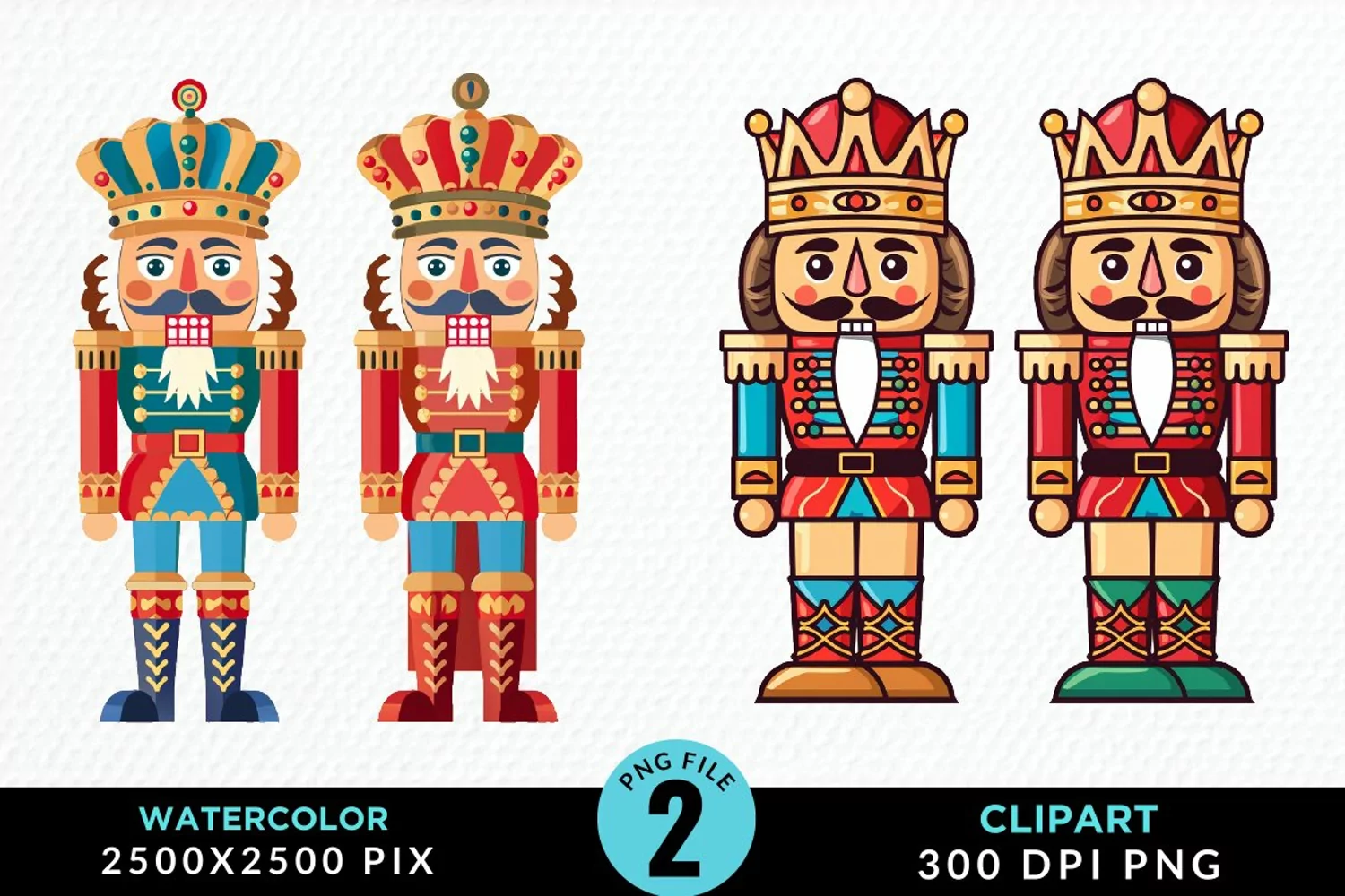 Watercolor Christmas Nutcracker Design Clipart product image 1
