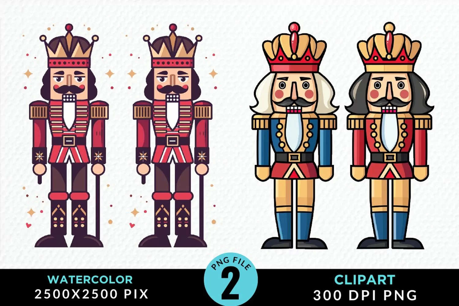 Watercolor Christmas Nutcracker Design Clipart product image 1