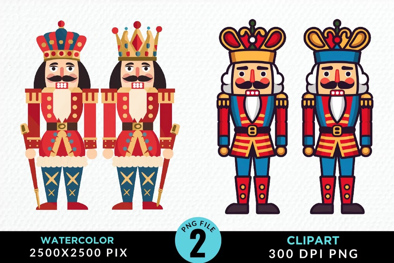 Watercolor Christmas Nutcracker Design Clipart product image 1