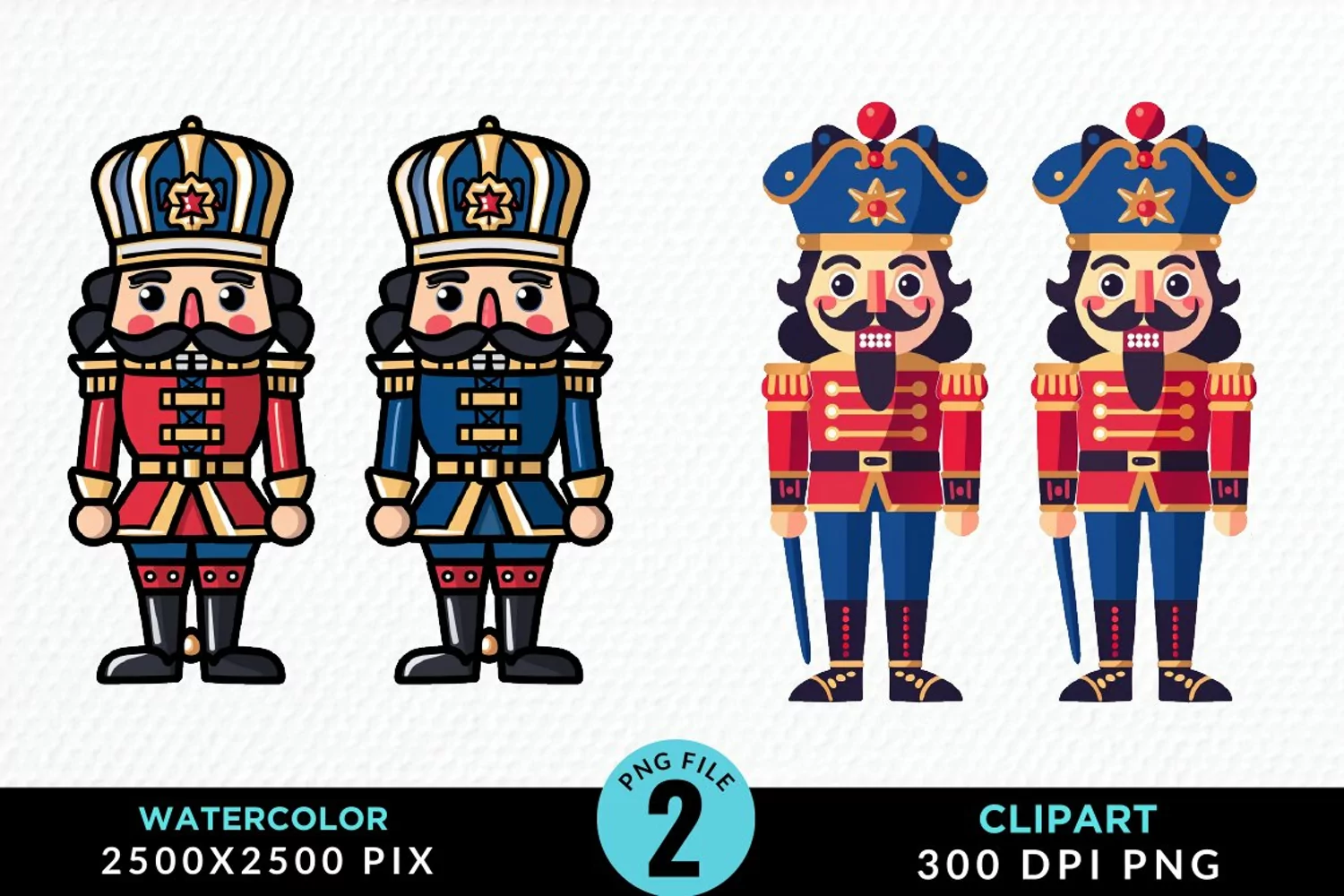 Watercolor Christmas Nutcracker Design Clipart product image 1