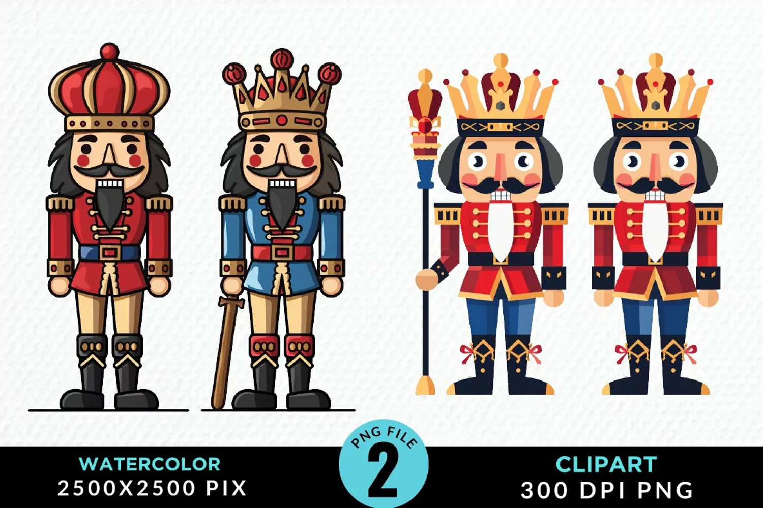 Watercolor Christmas Nutcracker Design Clipart product image 1