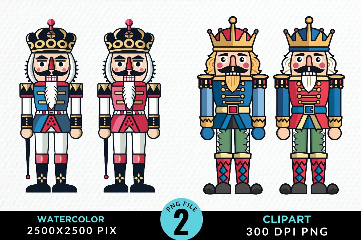 Watercolor Christmas Nutcracker Design Clipart product image 1