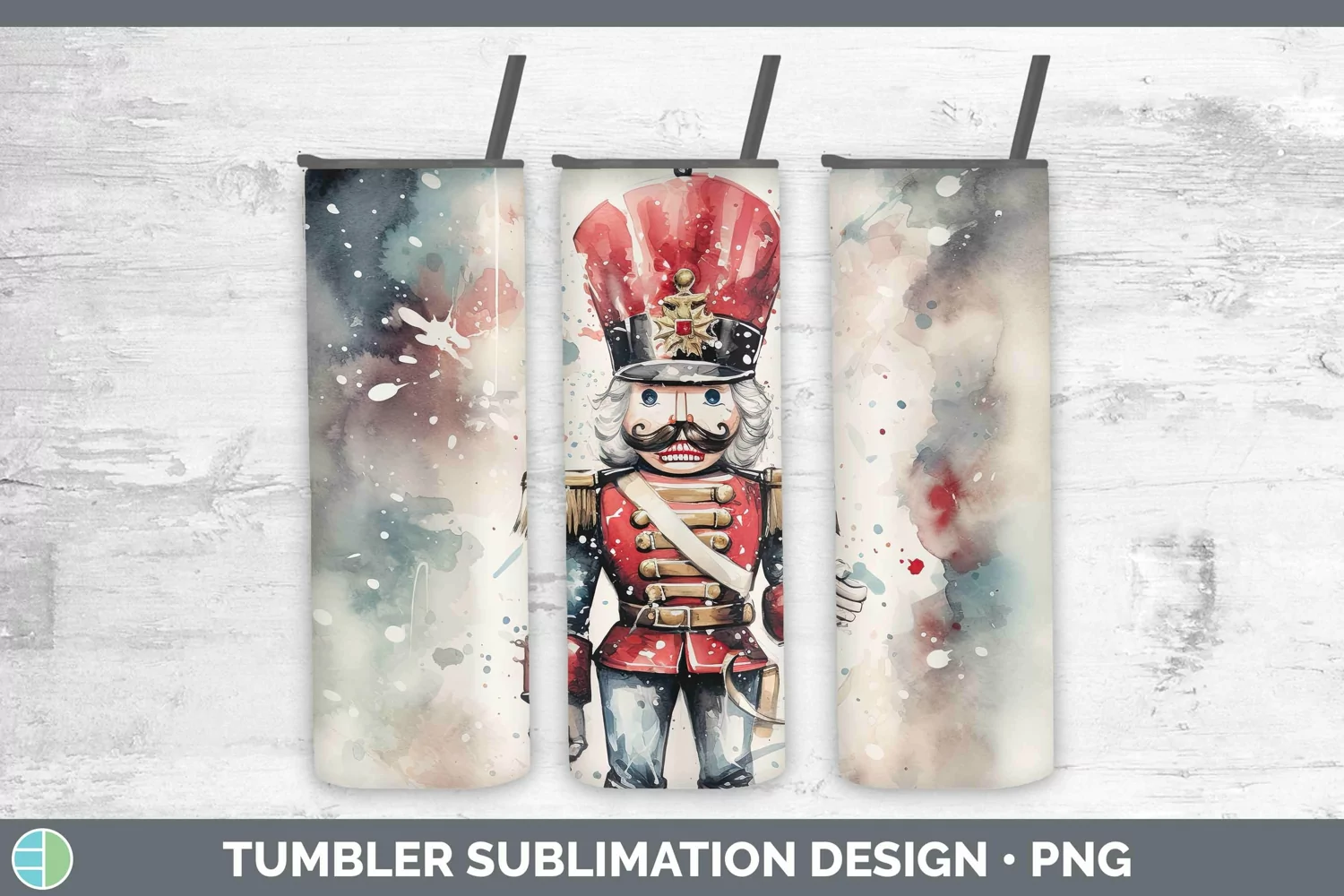 GorgeousWatercolor Christmas Tumbler design.