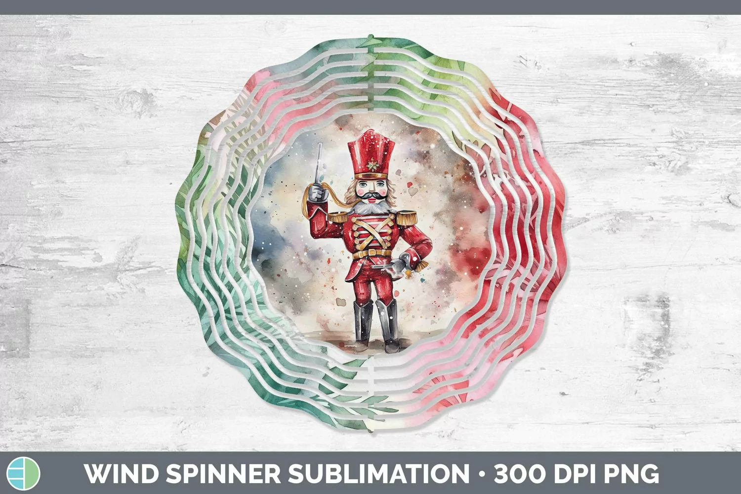 GorgeousWatercolor Christmas Wind Spinner design.