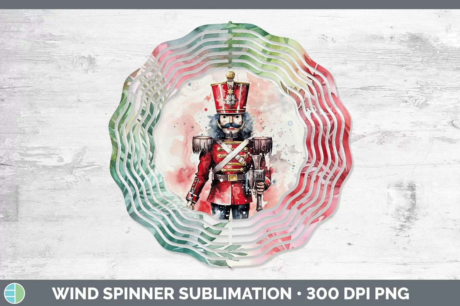 GorgeousWatercolor Christmas Wind Spinner design.