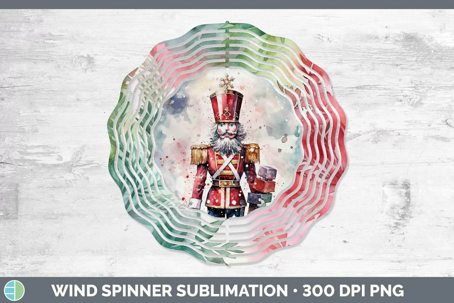 GorgeousWatercolor Christmas Wind Spinner design.