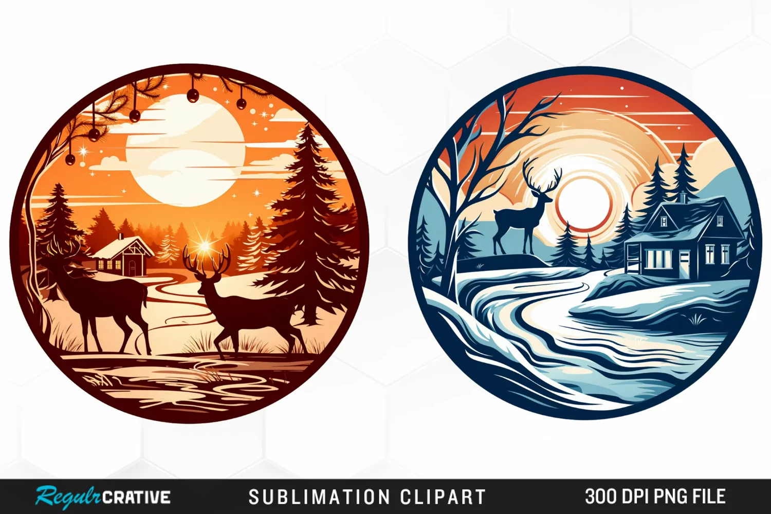 Watercolor Christmas Ornament House Design Clipart product image 1