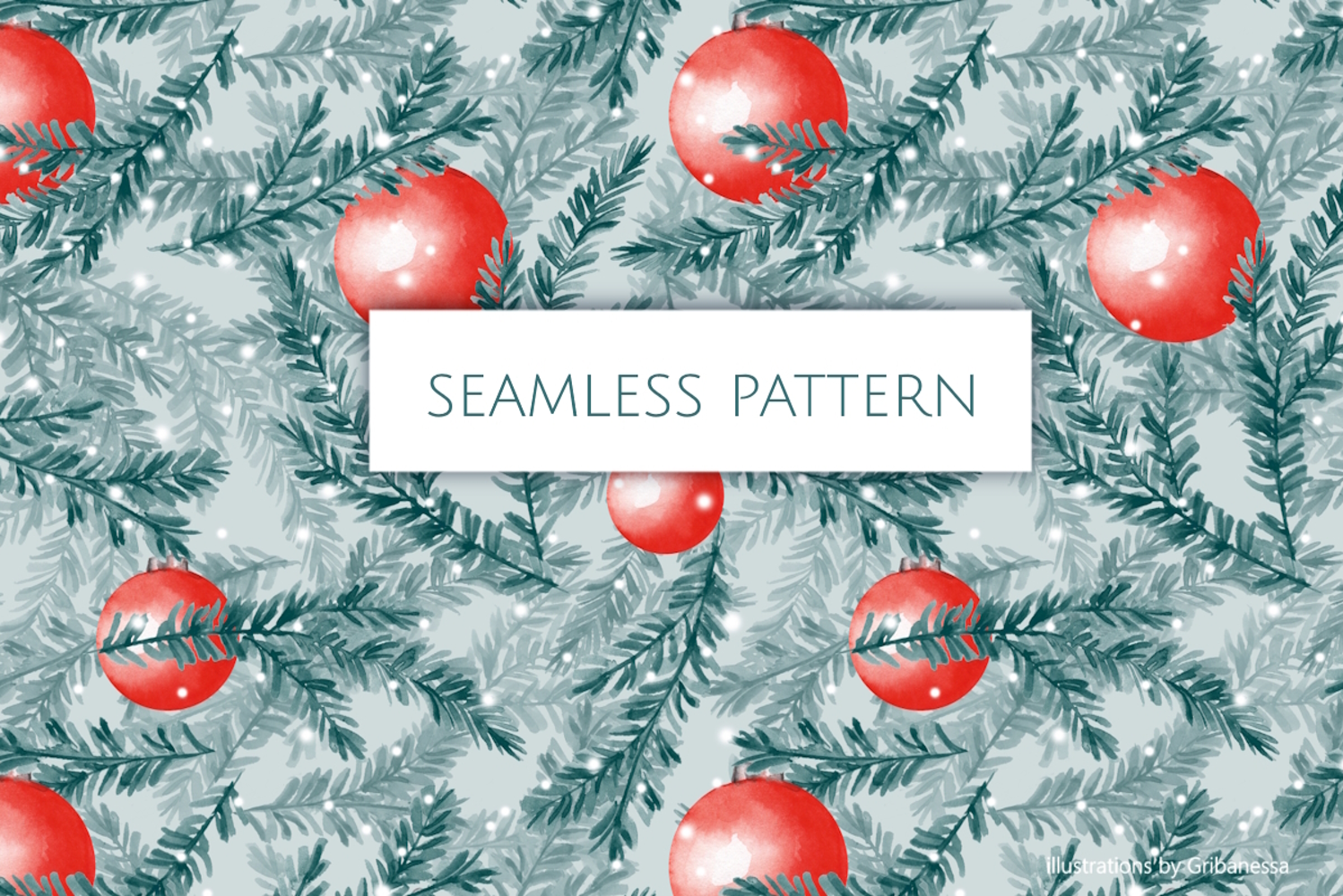 Watercolor Christmas Ornaments Seamless Pattern product image 1