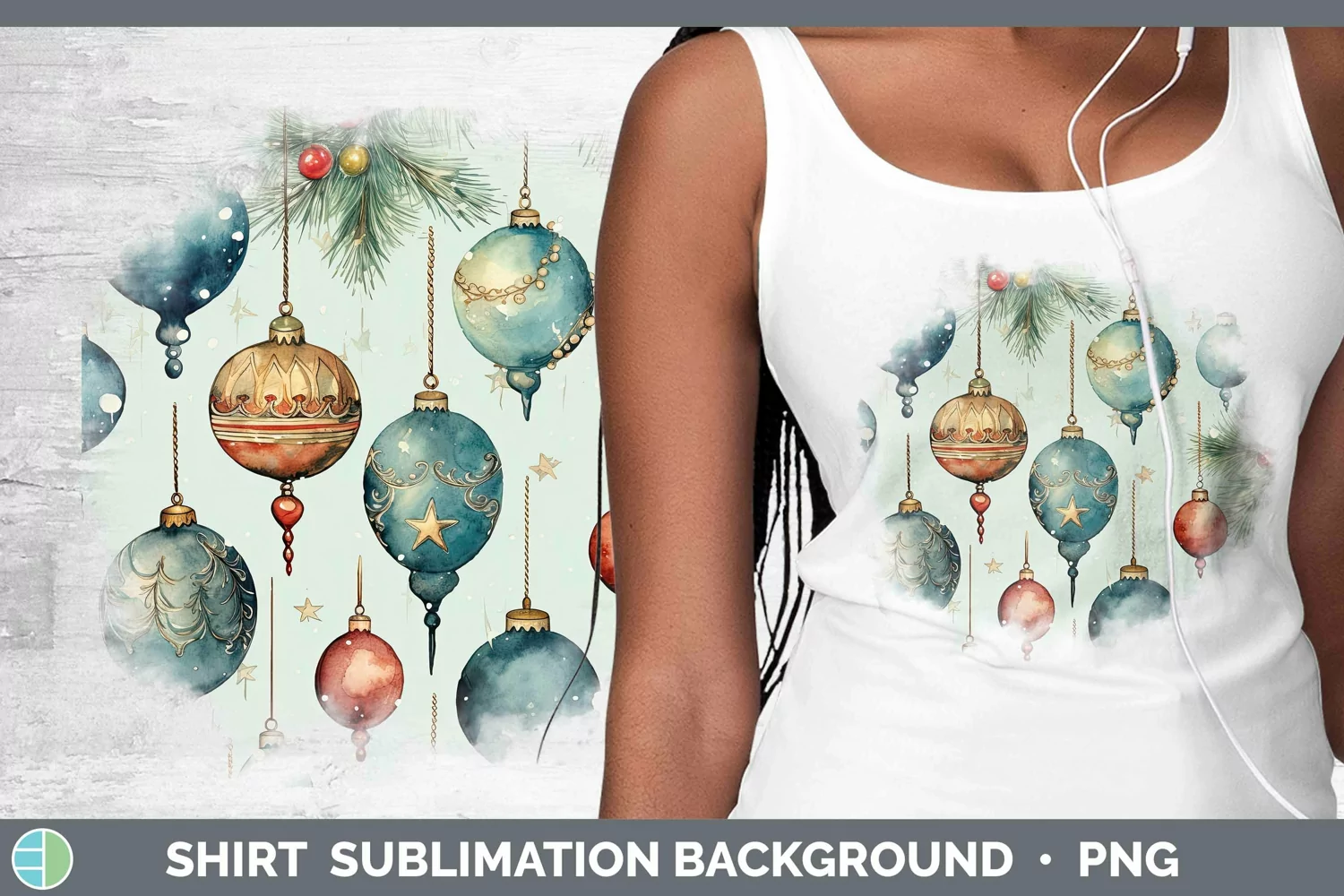 GorgeousWatercolor Christmas Shirt design.